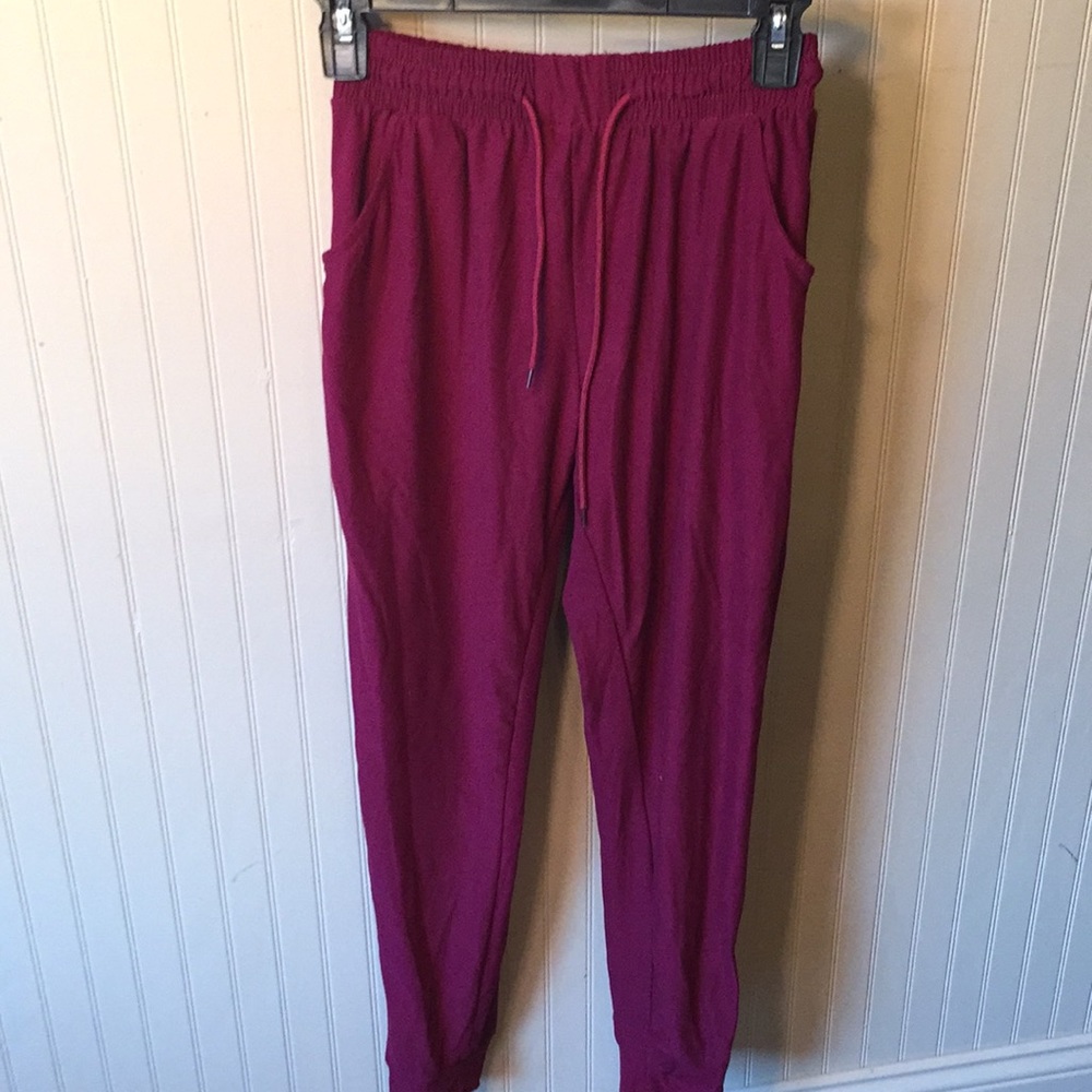Maroon Joggers Size Medium Draw String Waist - image 1
